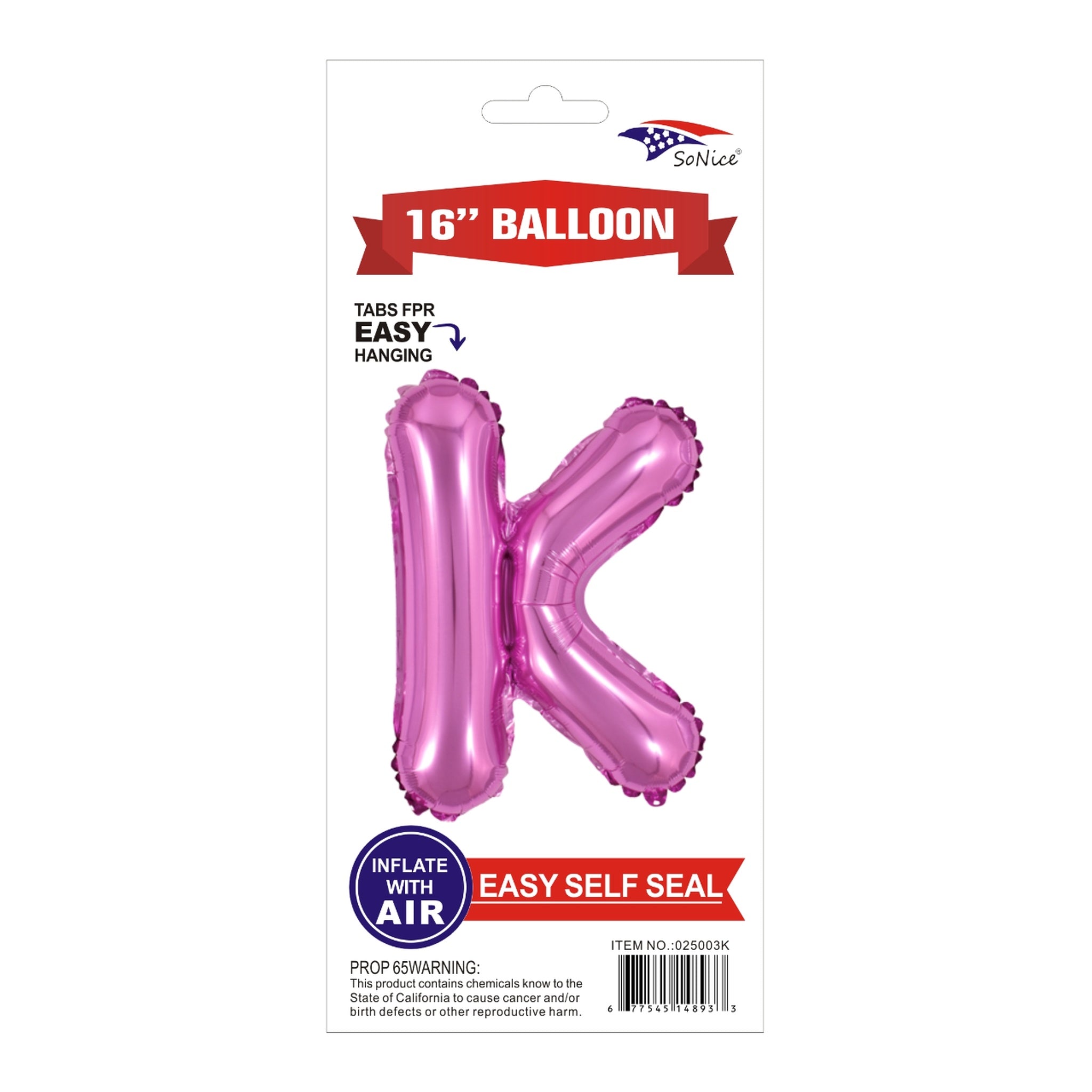 16" Foil Balloon Pink K .